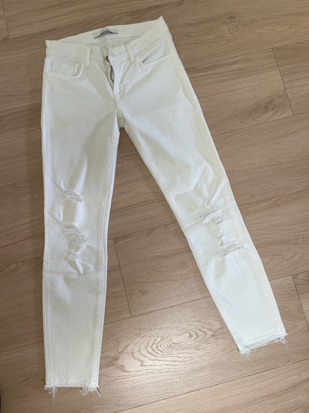 J Brand White Distressed Skinny Jeans
